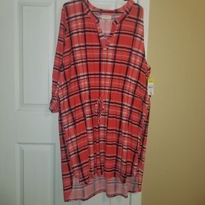NWT Bobby Brooks 3X Orange Plaid Dress